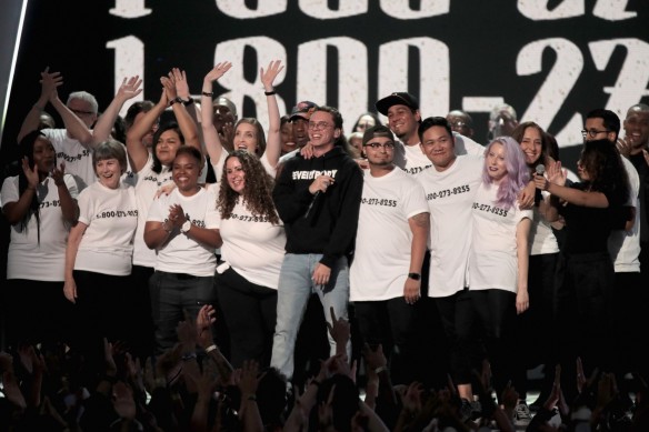 American hip hop artist Logic performed 1-800-273-8255 on 2017 MTV's Video Music Awards.